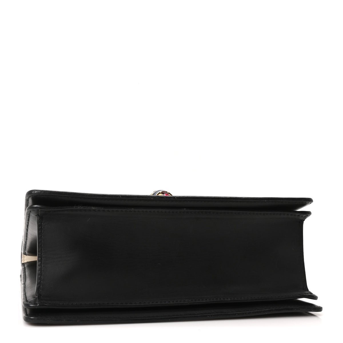 Calfskin Sylvie Web Small Queen Margaret Top Handle Bag Black White