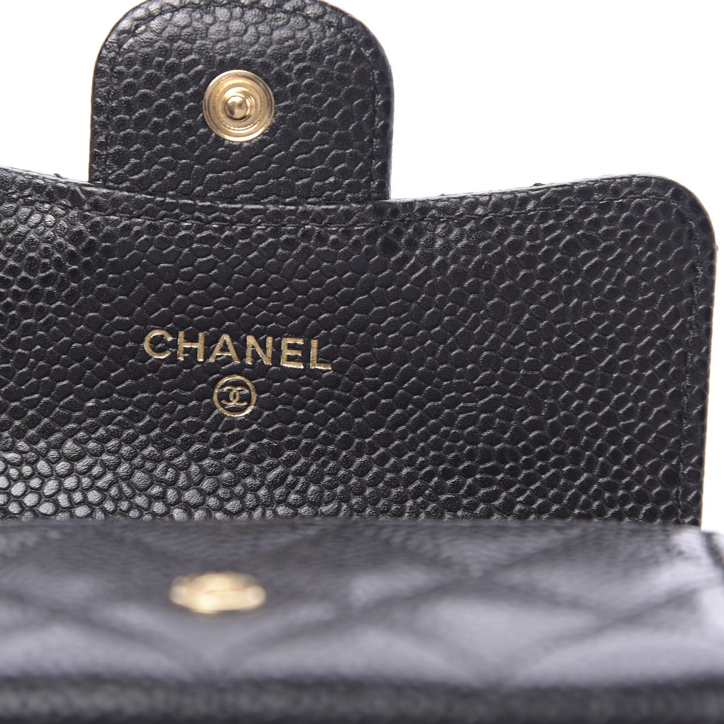 Caviar Quilted Flap Card Holder Black