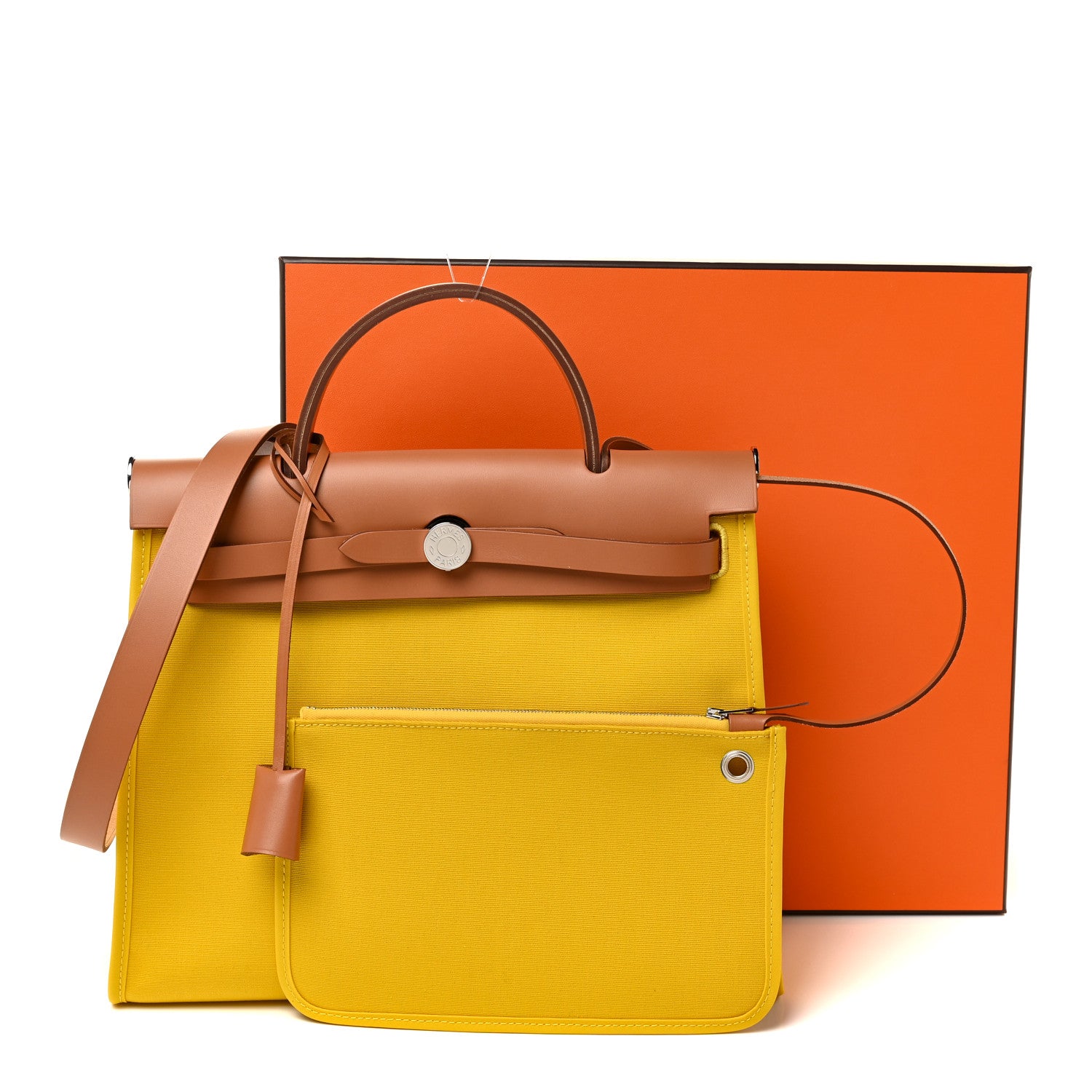 Hermes Toile Vache Hunter Herbag Zip 31 PM Natural Jaune De Naples 12 of 12