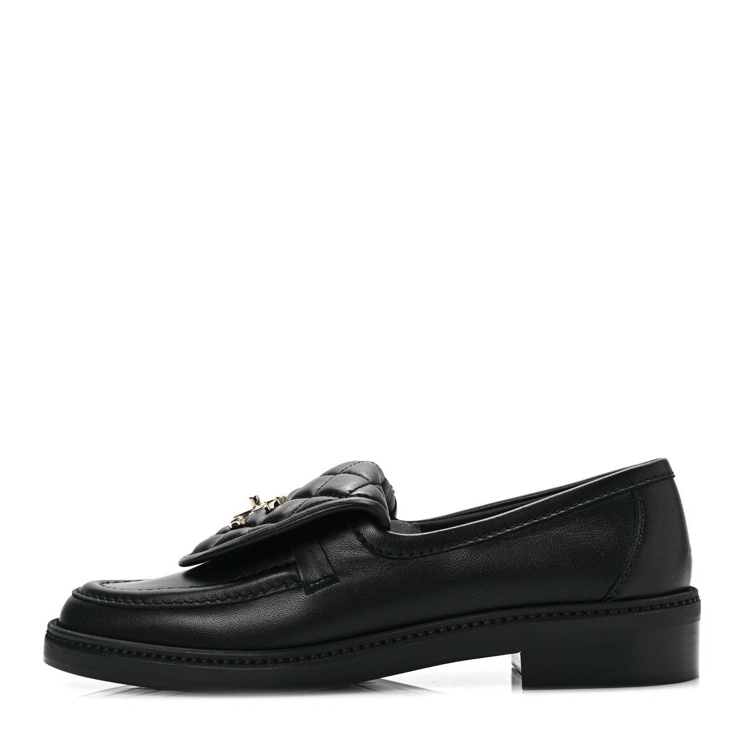 Chanel Lambskin Quilted CC Turnlock Loafers 37.5 Black 1 of 8