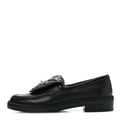 Chanel Lambskin Quilted CC Turnlock Loafers 37.5 Black 1 of 8