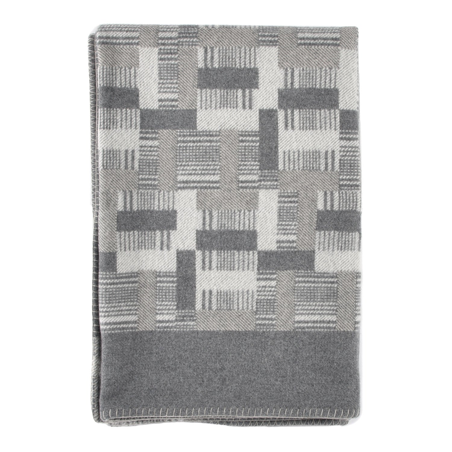 Hermes Wool Cashmere Avalon Paper Block Blanket Gris Acier 1 of 3