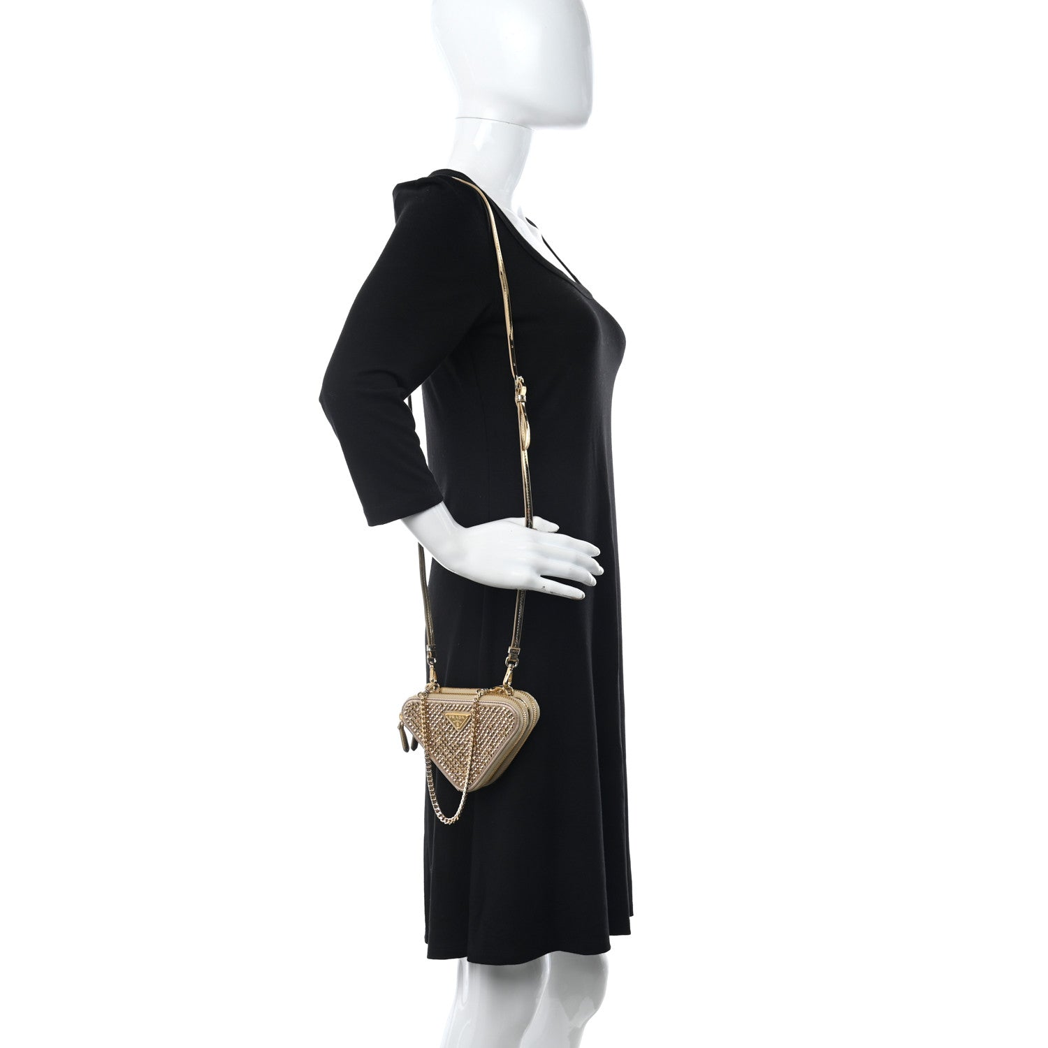 Prada Satin Crystal Mini Triangle Crossbody Pouch Platino 2 of 11