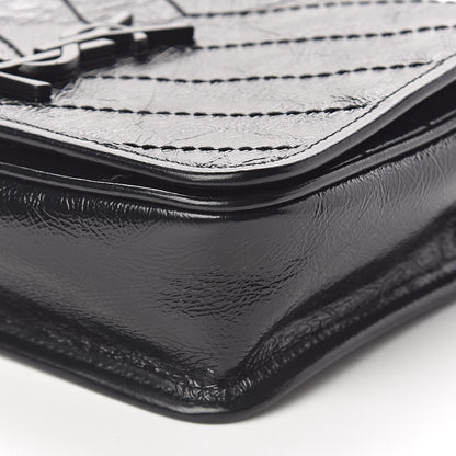 Saint Laurent Crinkled Calfskin Matelasse Monogram Niki Chain Wallet Black 9 of 10