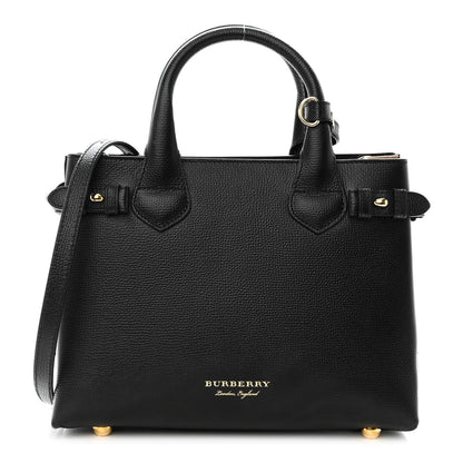 Burberry Grainy Calfskin House Check Small Banner Tote Black 1 of 9