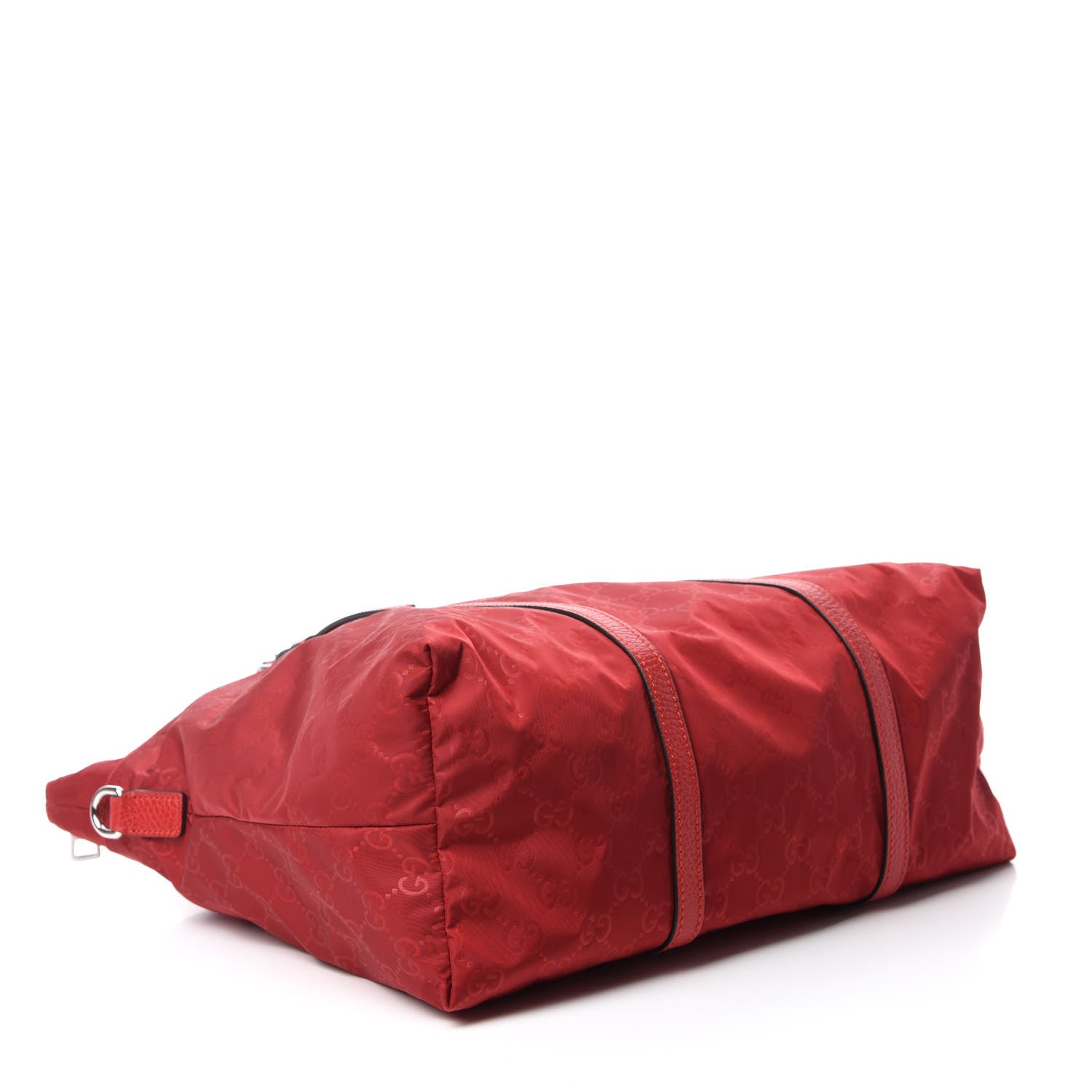 Gucci Nylon Monogram Dollar Calfskin Tote Vibrant Red 4 of 10