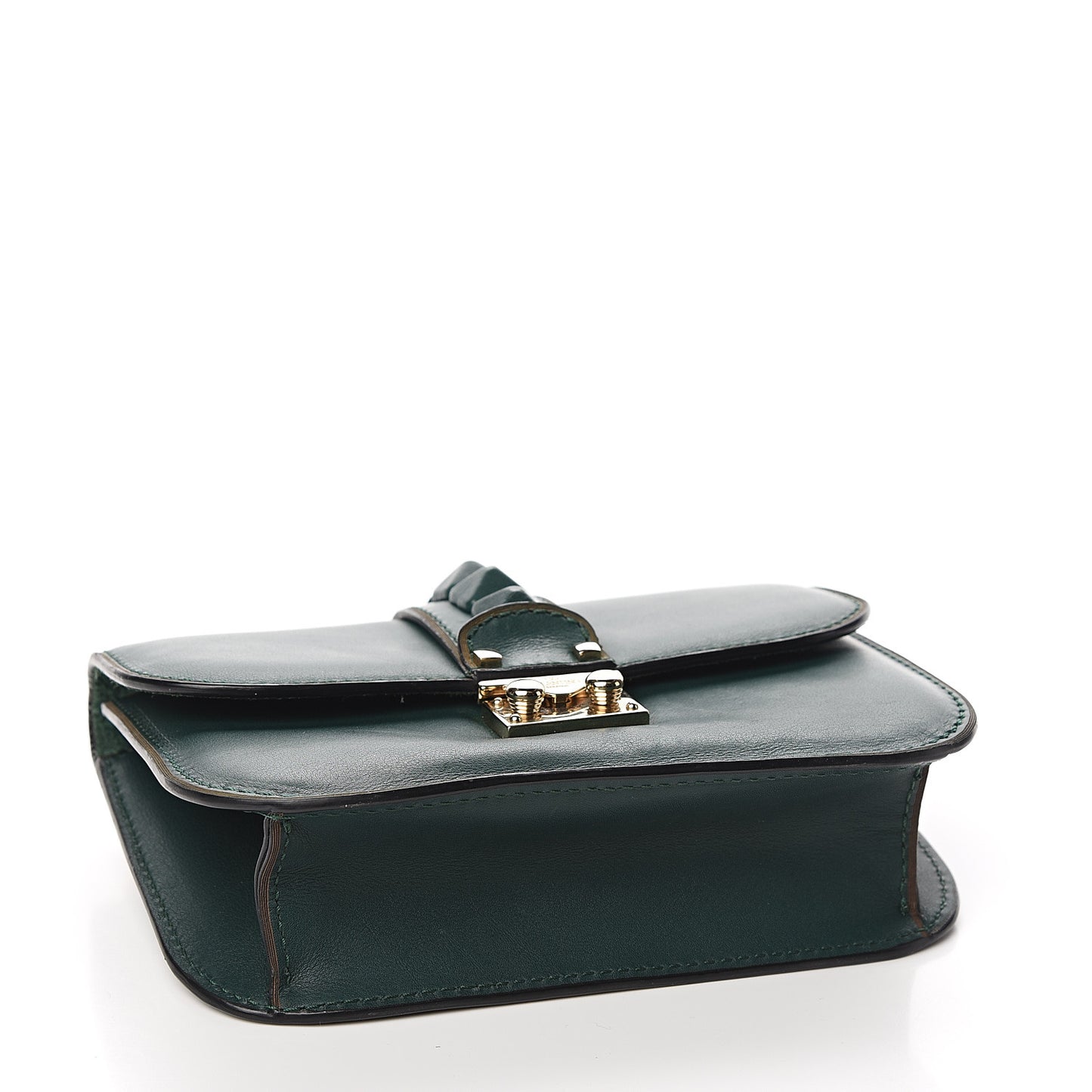 Vitello Small Glam Lock Rockstud Flap Light Emerald