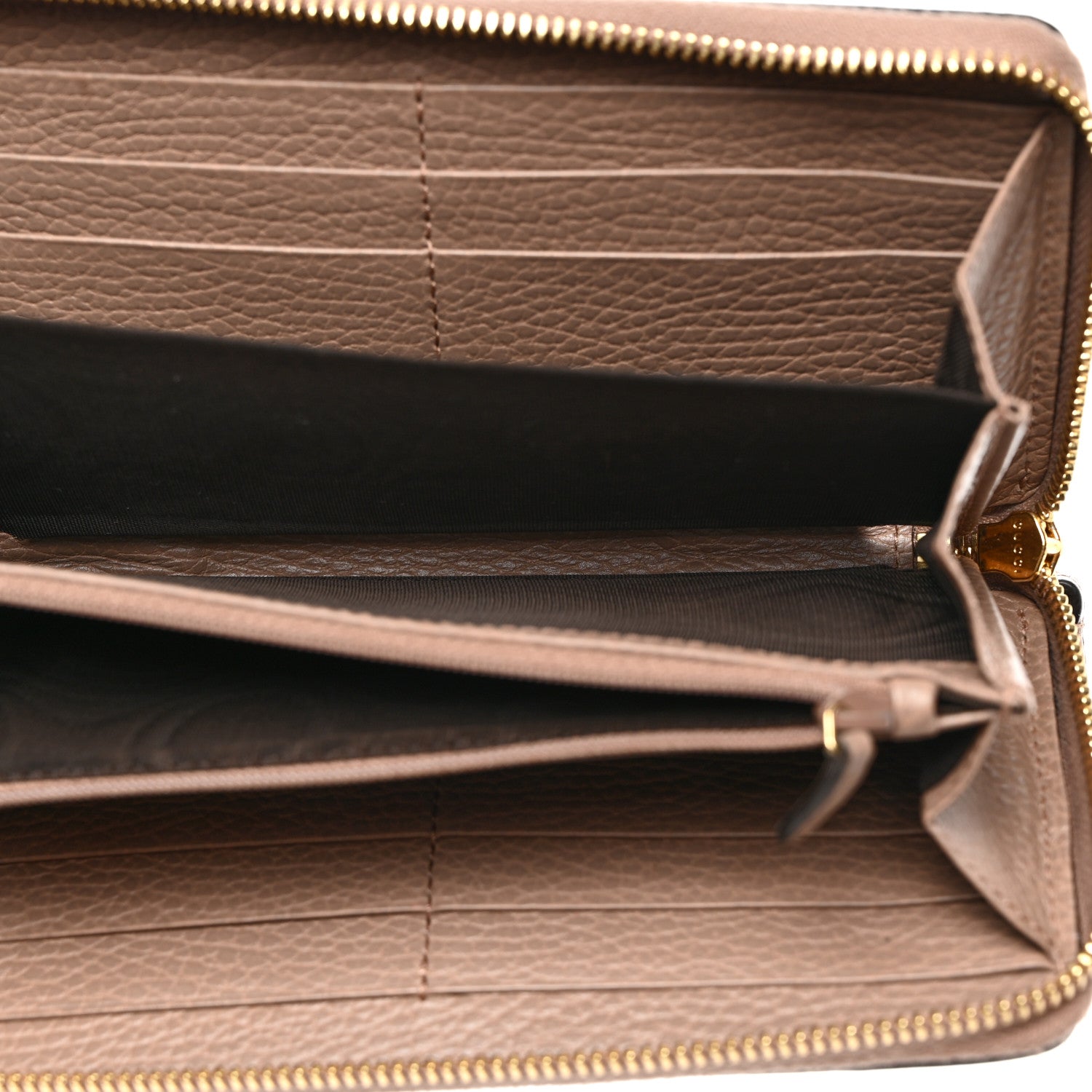 Gucci Dollar Calfskin GG Supreme Monogram GG Marmont Zip Around Wallet Porcelain Rose Beige Ebony 5 of 7