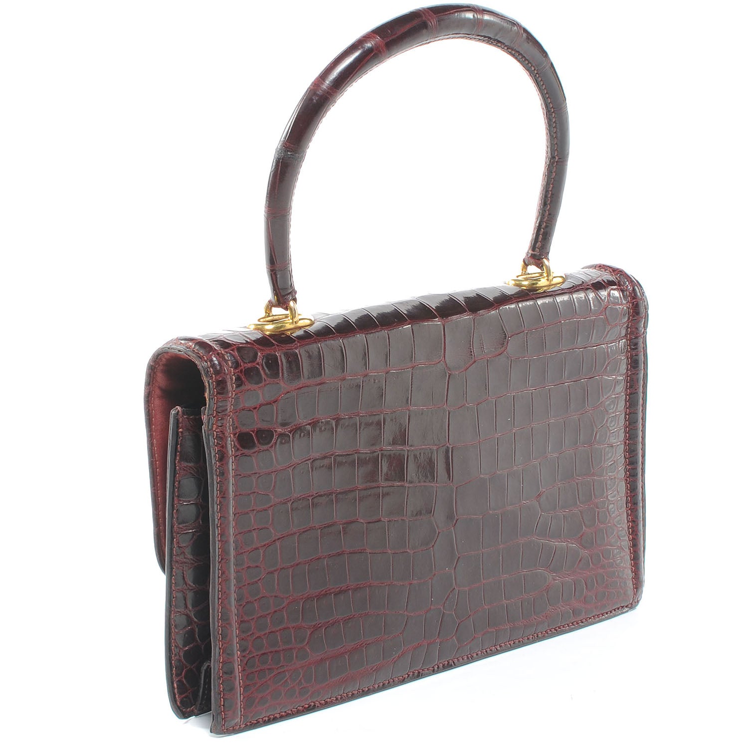 Hermes Porosus Crocodile Sac Chaine d Ancre Bordeaux 3 of 6