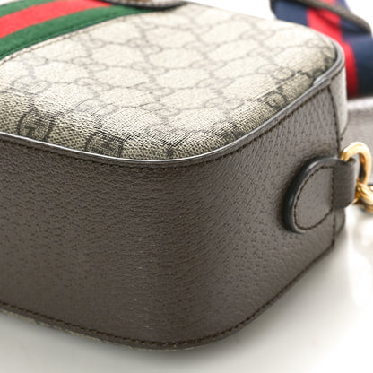 Gucci GG Supreme Monogram Textured Dollar Calfskin Web Ophidia Wristlet Shoulder Bag Beige Ebony New Acero 10 of 12
