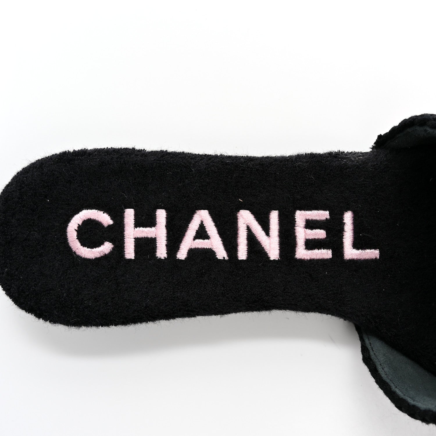 Chanel Crochet Striped Enamel Camellia Mules Sandals 36.5 Pink Black 7 of 10