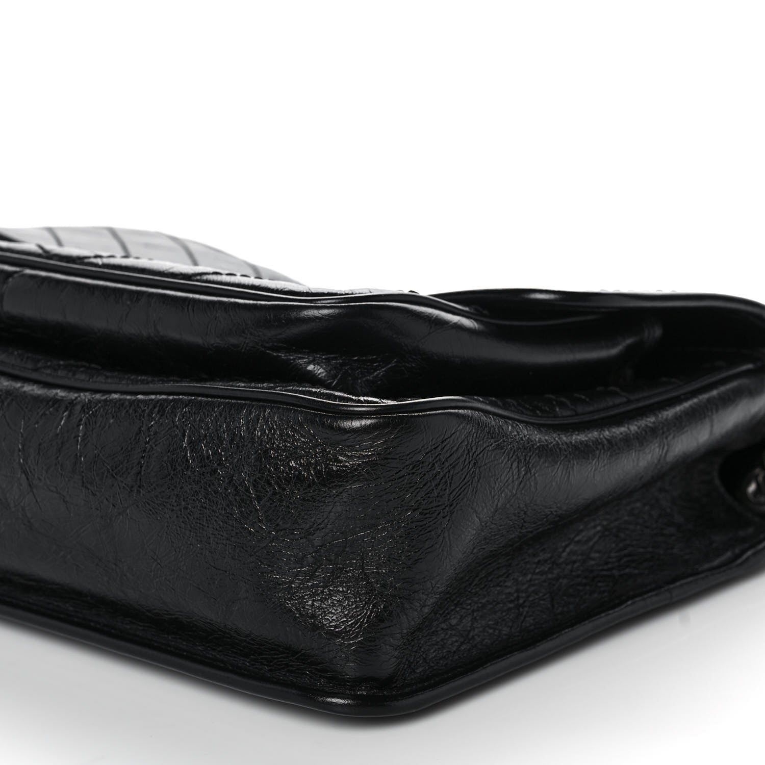 Saint Laurent Crinkled Calfskin Matelasse Monogram Large Niki Chain Satchel Black 10 of 11