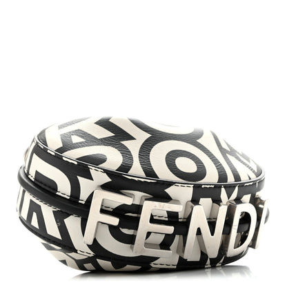 Fendi X MARC JACOBS Nappa Vitello King Logo Print Nano Fendigraphy Hobo Charm White Black 4 of 14