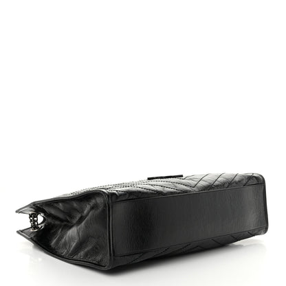 Saint Laurent Crinkled Calfskin Matelasse Monogram Large Niki Shopper Tote Black 4 of 10
