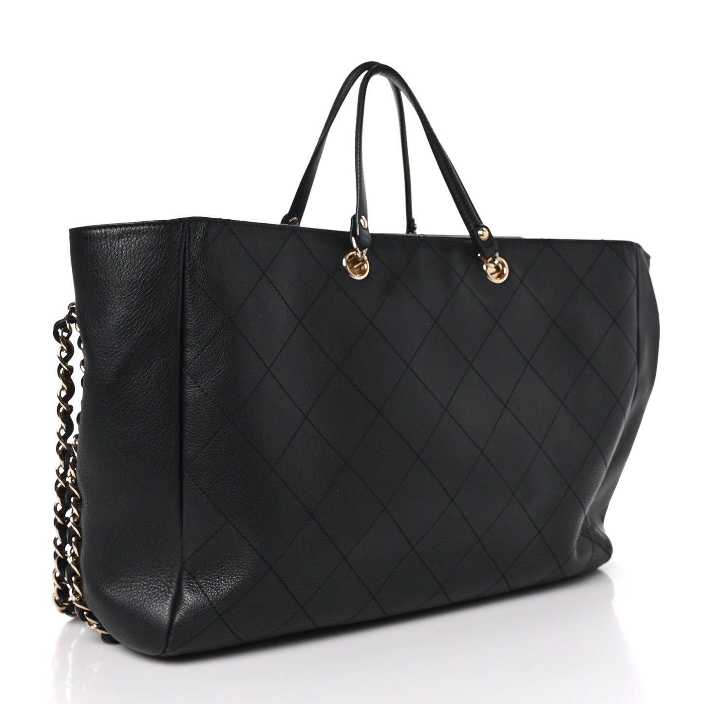 Bullskin Stitched Large Shopping Bag Black