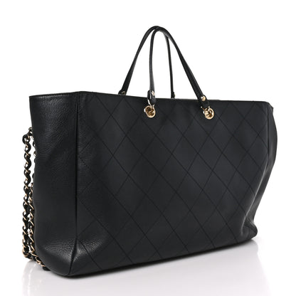 Chanel Bullskin Stitched Large Shopping Bag Black 3 of 10