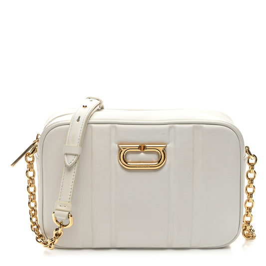 Calfskin Quilted Medium Gancini Camera Case Optic White