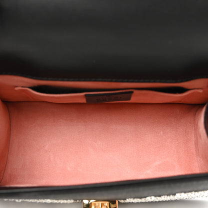 Gucci Satin Crystal Mini Sylvie Top Handle Bag Black 5 of 11