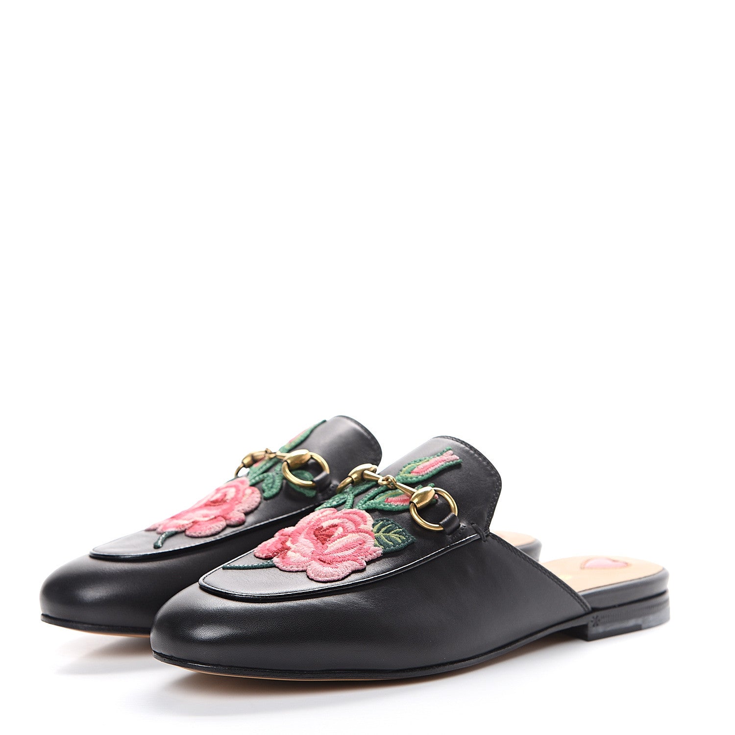 Gucci Calfskin Flower Embroidered Princetown Slippers 36 Black 3 of 10