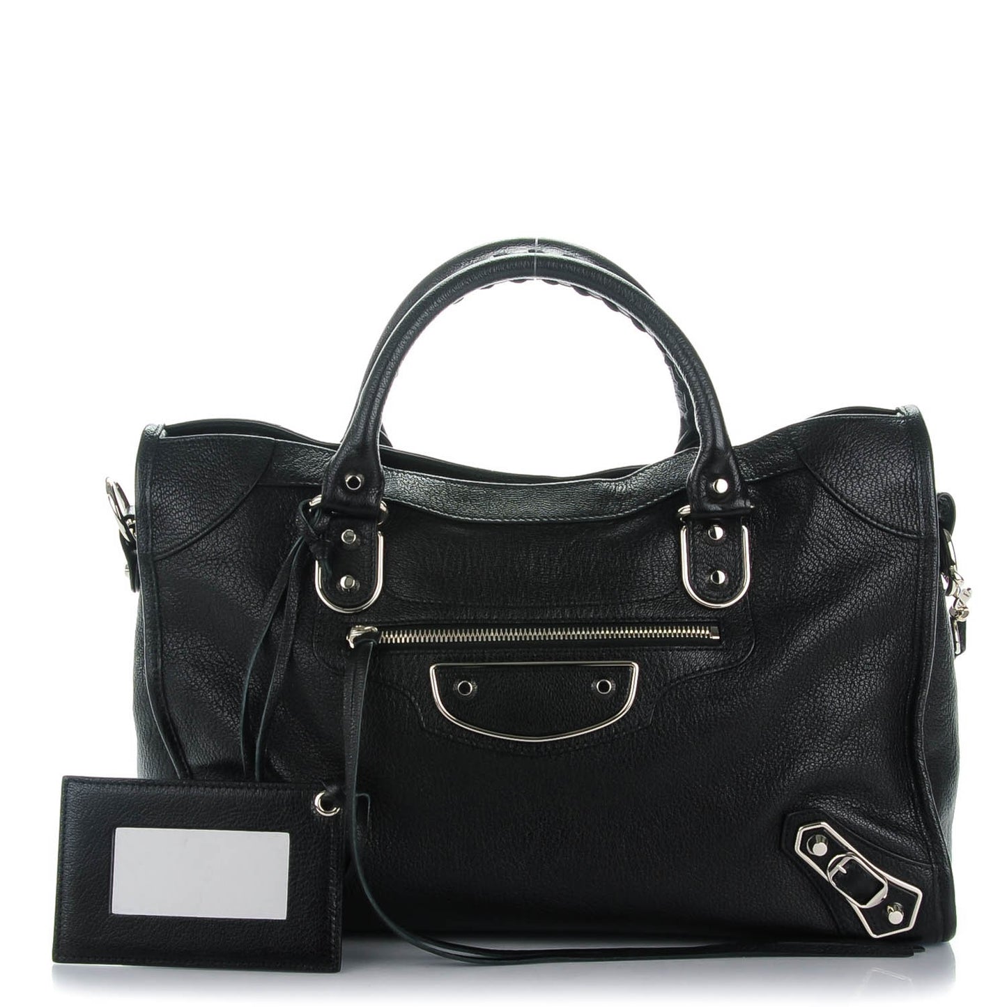 Chevre Silver Metallic Edge Hardware City Black