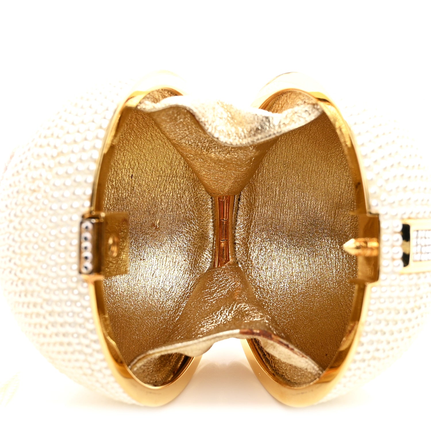 Judith Leiber Swarovski Crystal Disco Ball Minaudiere Clutch White Gold 6 of 14