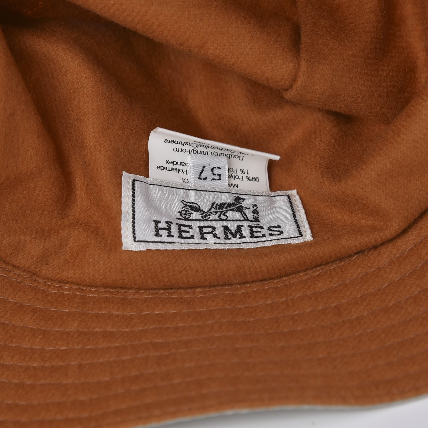 Hermes Polyester Nylon Bucket Hat 57 White 6 of 6