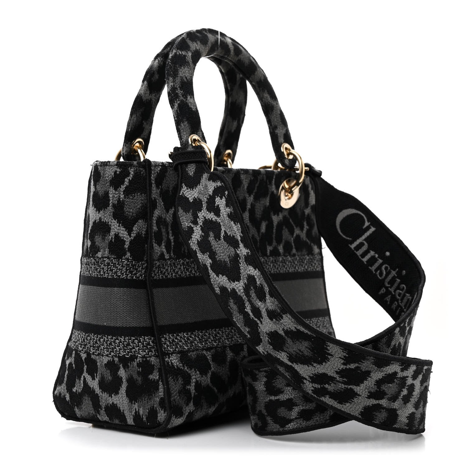 Christian Dior Canvas Mizza Embroidered Medium Lady D-Lite Gray 3 of 10