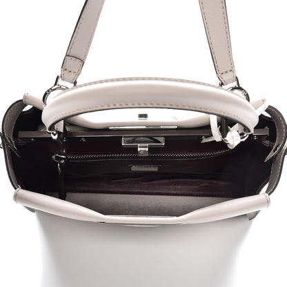 Fendi Vitello Seta Shiny Nappa Medium Peekaboo Iconic Satchel Grigio Polvere Bordeaux 6 of 9