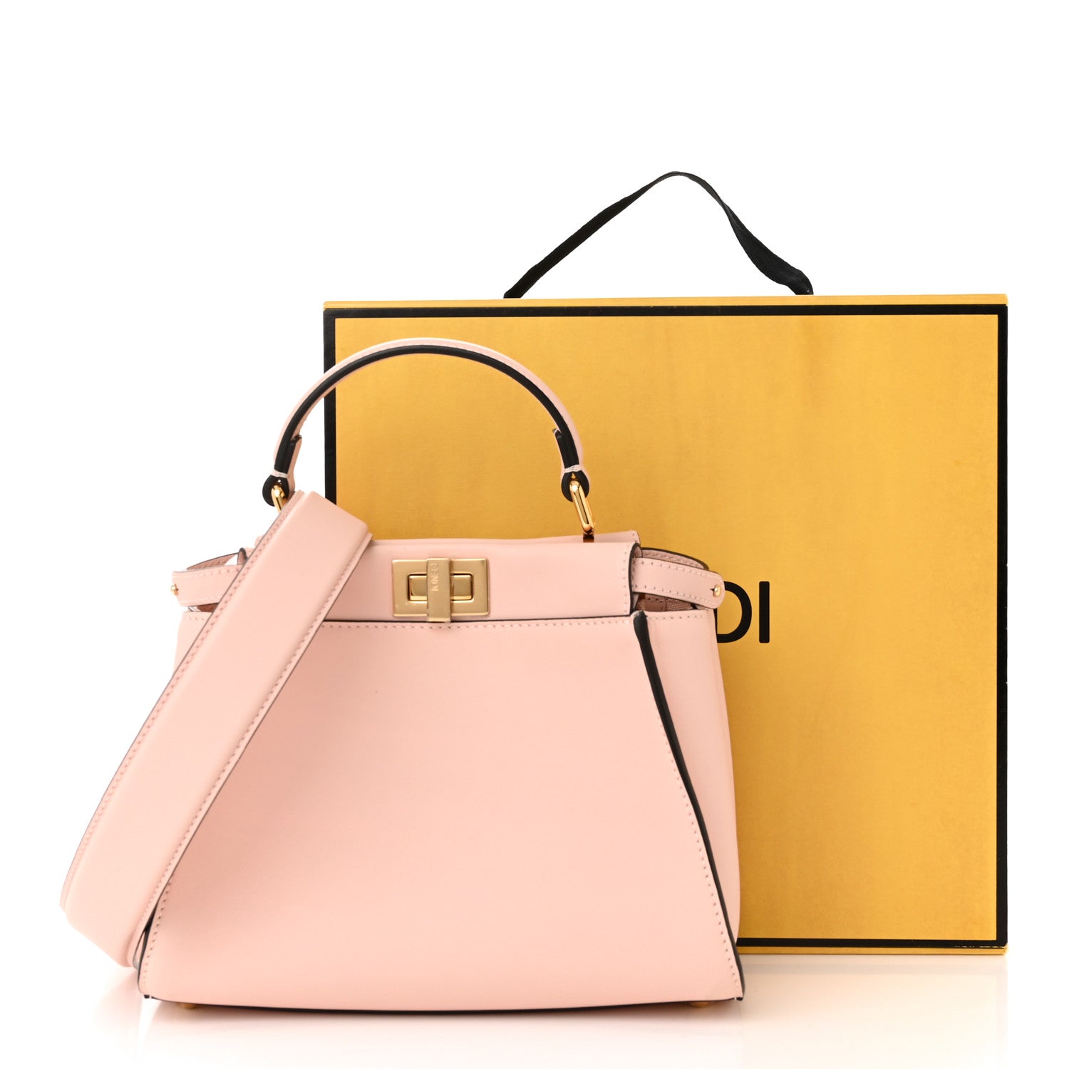 Fendi Vitello Seta Canvas FF Embroidered Mini Peekaboo Iconic Satchel Rosa Confetto 11 of 11