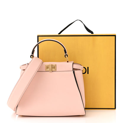 Fendi Vitello Seta Canvas FF Embroidered Mini Peekaboo Iconic Satchel Rosa Confetto 11 of 11