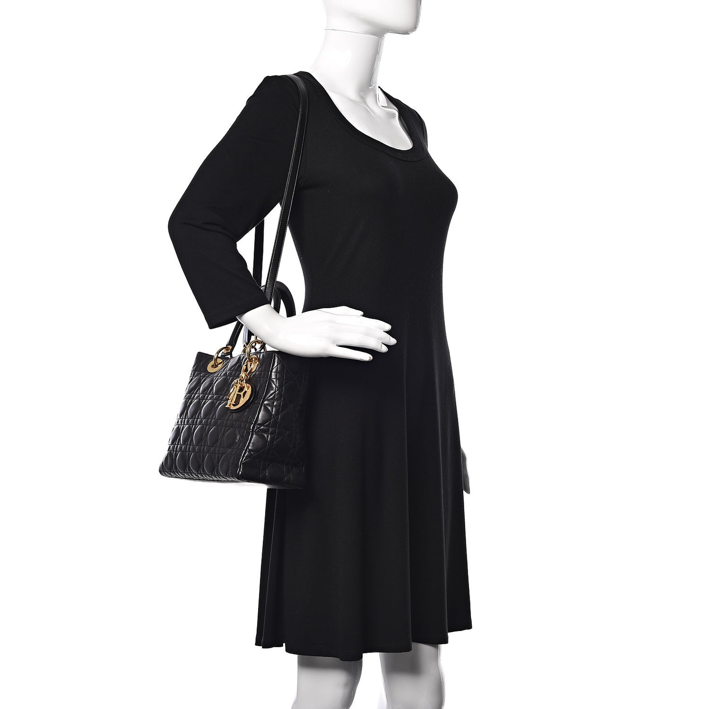 Lambskin Cannage Medium Lady Dior Black