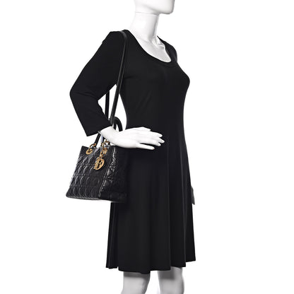 Christian Dior Lambskin Cannage Medium Lady Dior Black 2 of 13