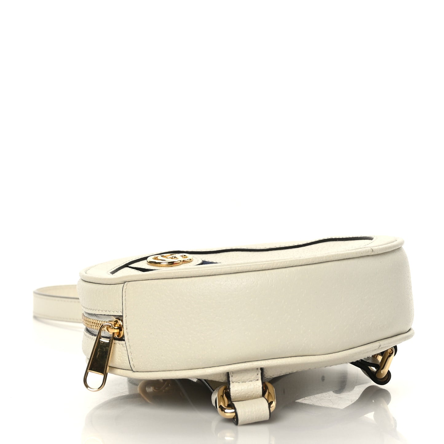 Textured Calfskin Web Mini Ophidia Round Backpack Mystic White