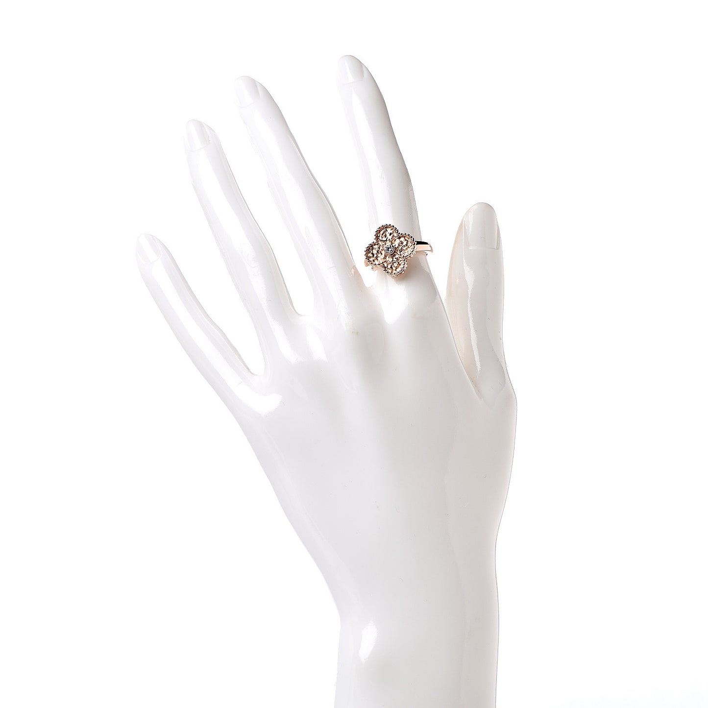 18K Rose Gold Diamond Vintage Alhambra Ring 50 5.5