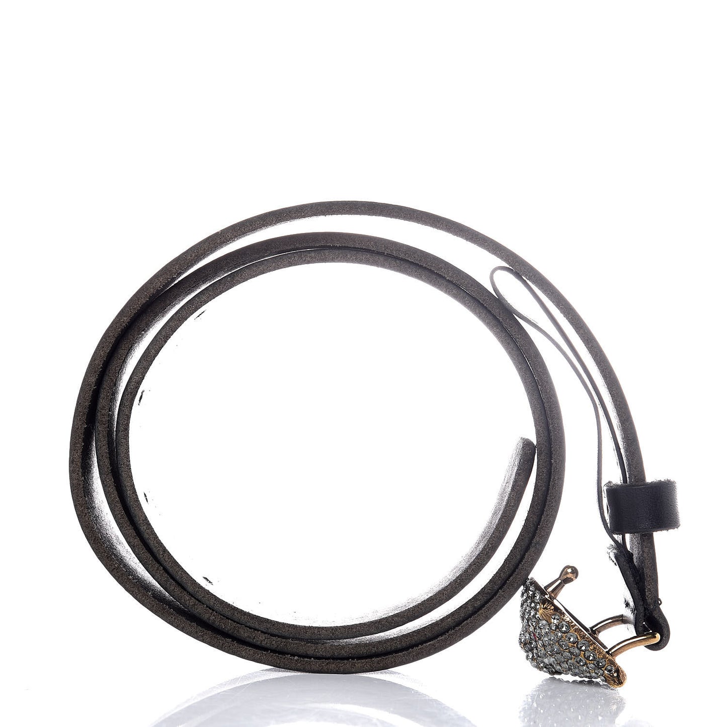 Calfskin Crystal Feline 20mm Belt 85 34 Black