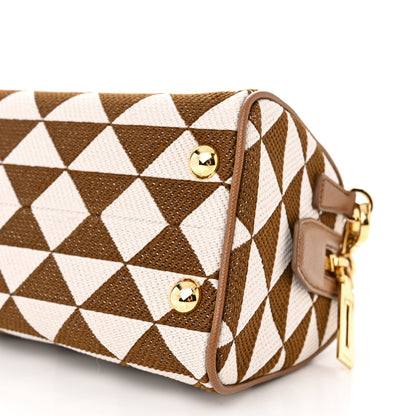 Prada Jacquard Saffiano Triangolo Symbole Embroidered Top Handle Crossbody Bag Tobacco Talco 10 of 10