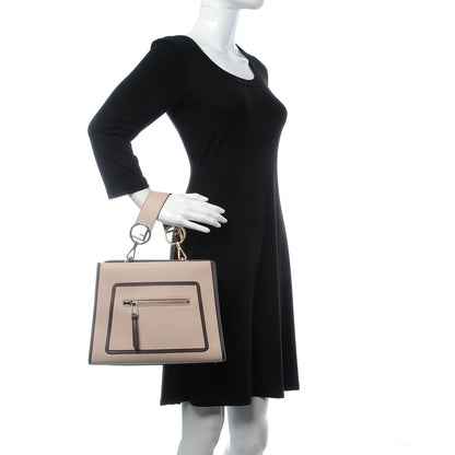 Fendi Vitello Century Opaco F is Fendi Bi-Color Small Runaway Satchel Soap Moresco 2 of 8
