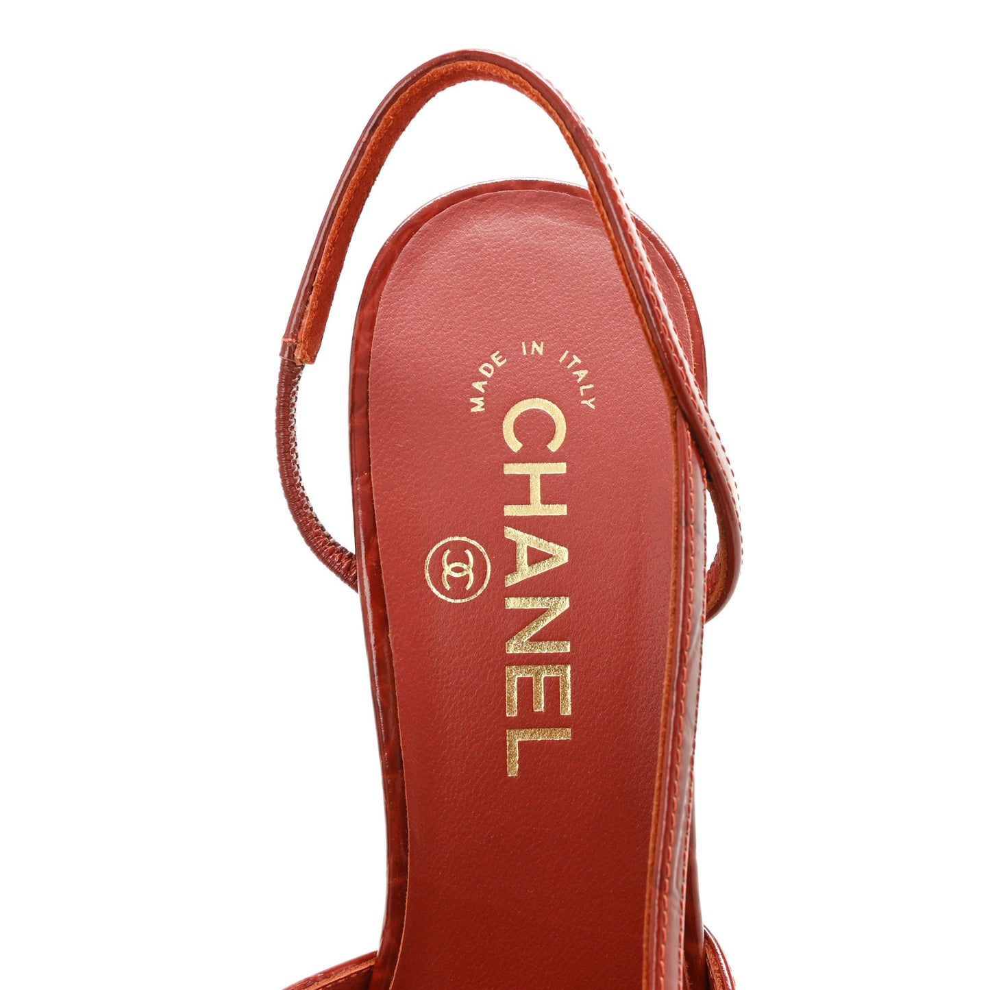 Calfskin Crocodile Embossed Patent Cap Toe Slingback Pumps 39 Dark Red White