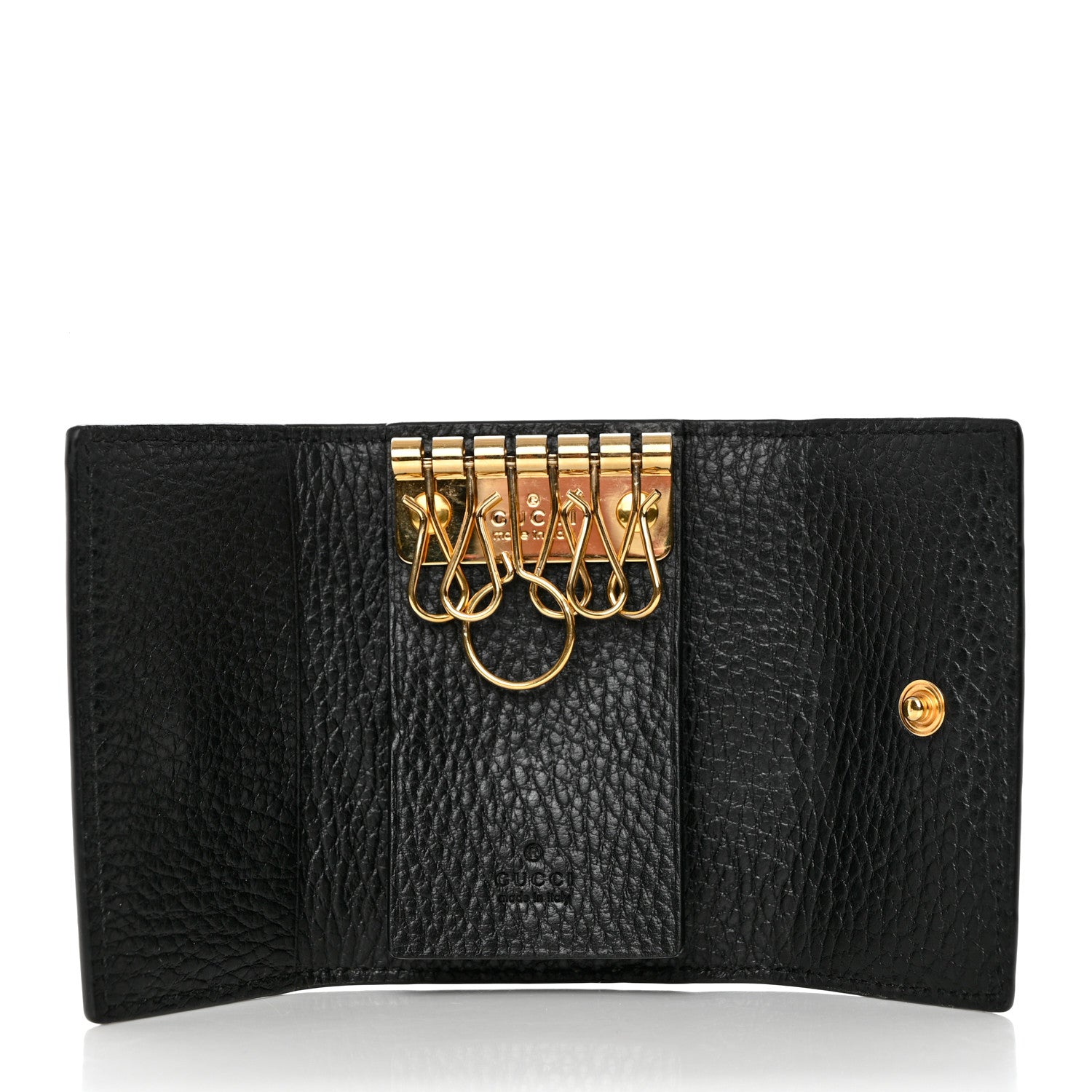 Gucci Dollar Calfskin GG Supreme Monogram GG Marmont 6 Key Holder Case Black Beige Ebony 5 of 10