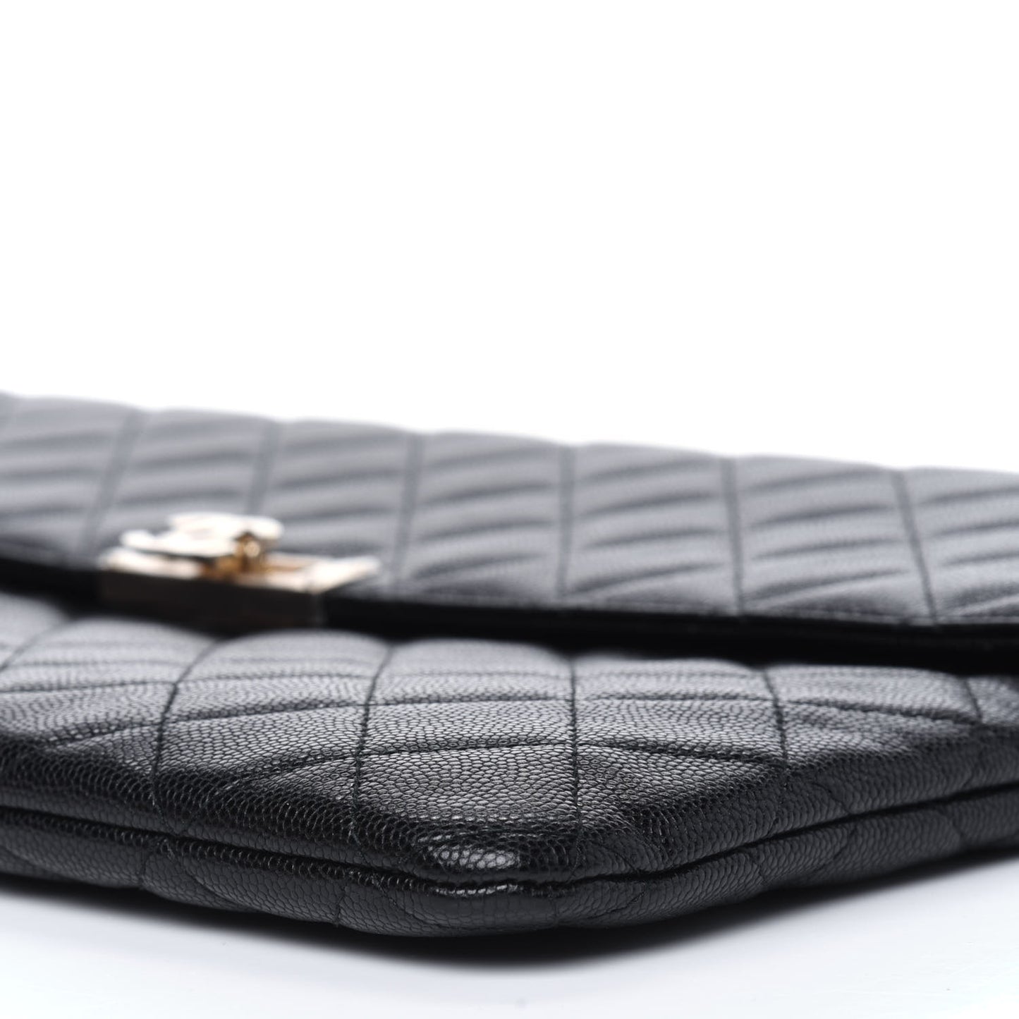 Caviar Quilted Large Golden Class Pouch Black