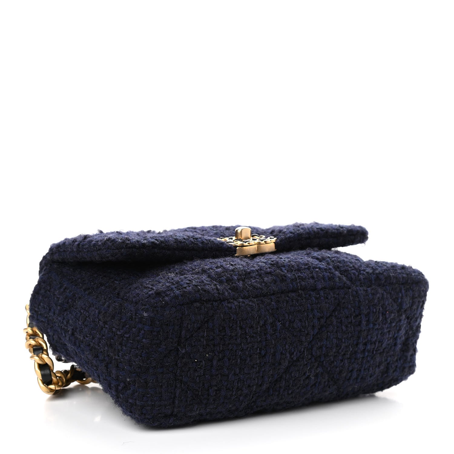 Chanel Tweed Quilted Medium Chanel 19 Flap Navy Blue 4 of 10