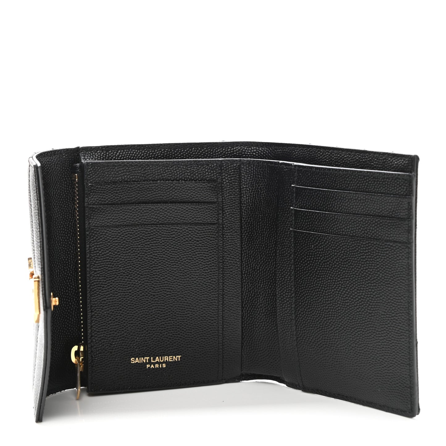 Grain De Poudre Matelasse Chevron Monogram Compact Tri Fold Wallet Black