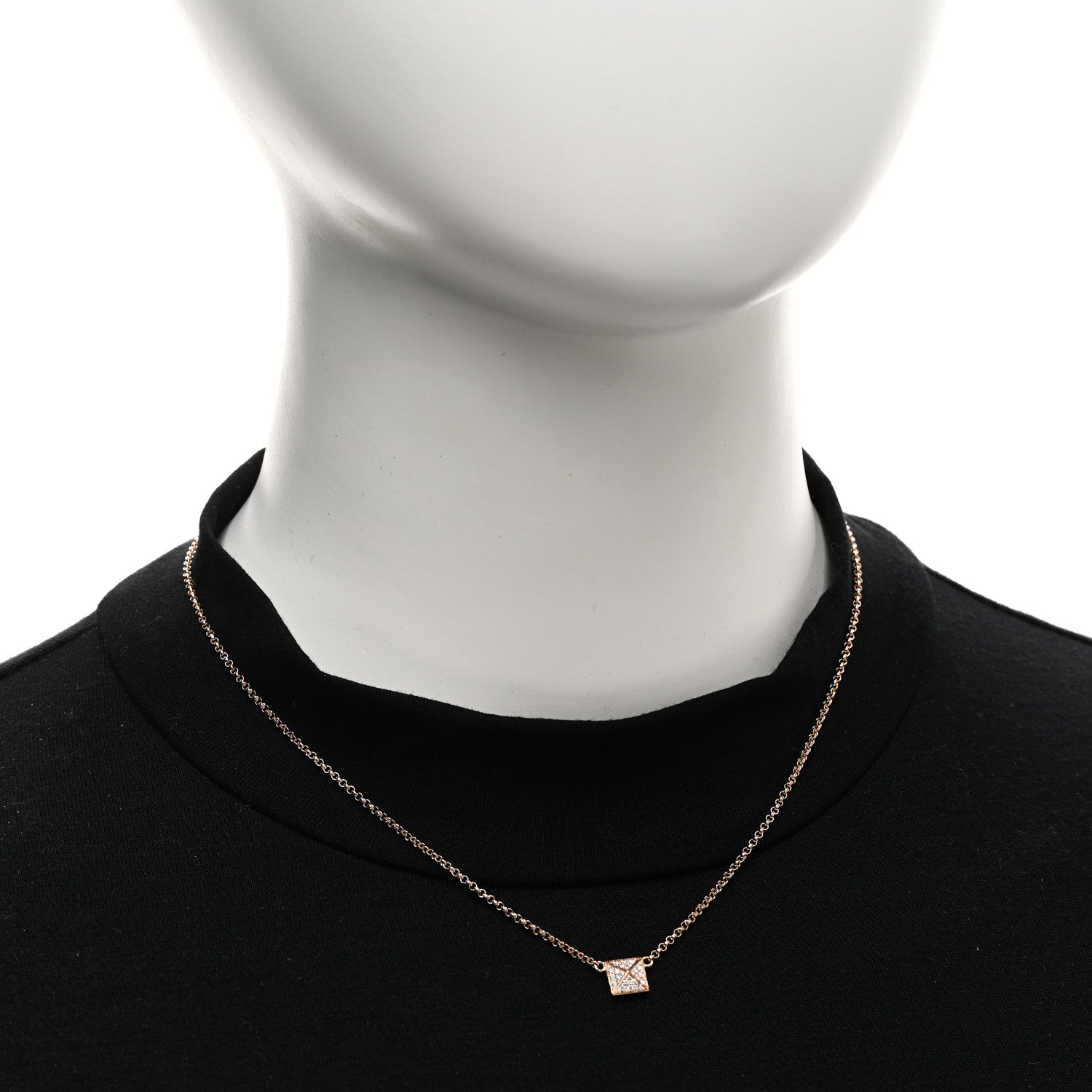Hermes 18K Rose Gold Diamond Clou d'H Pendant Necklace 2 of 5