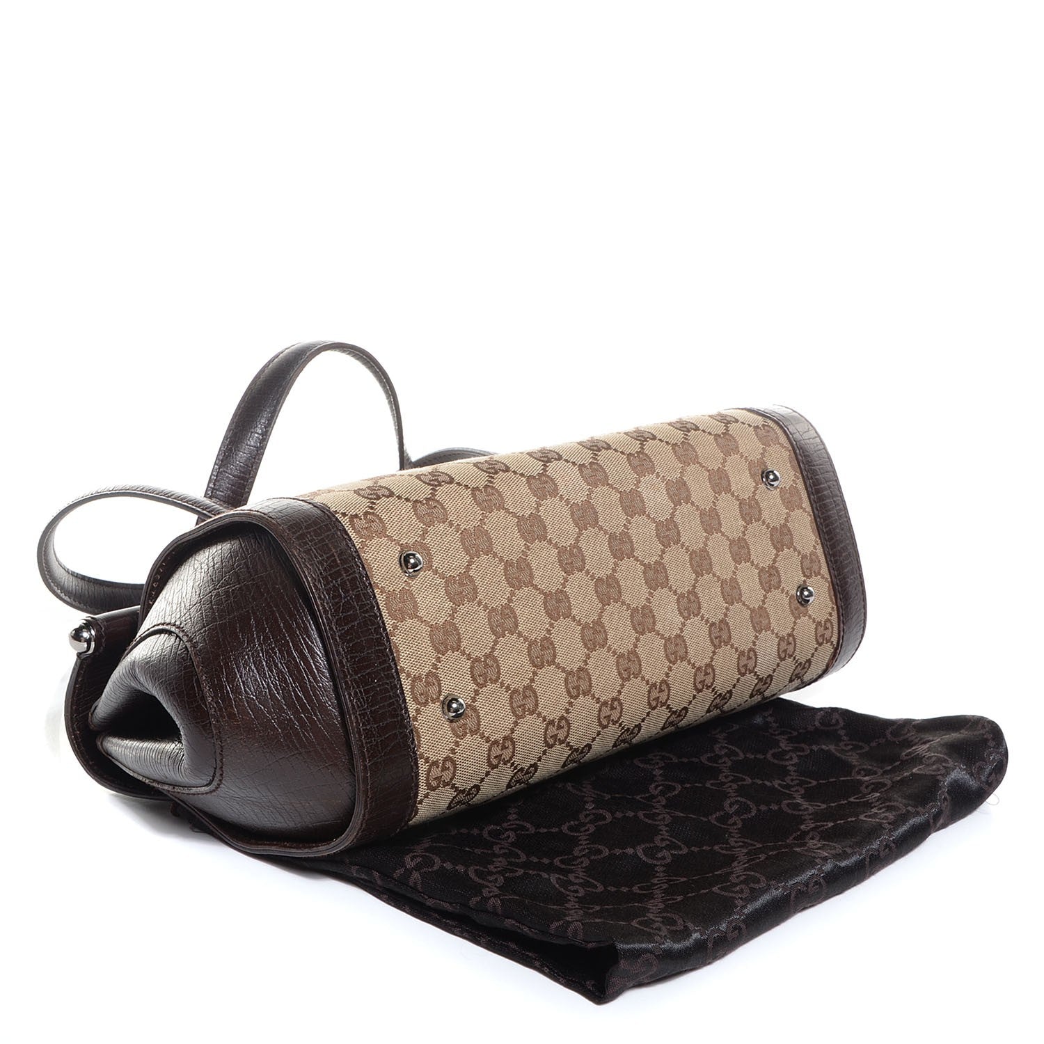 Gucci Monogram Bamboo Bullet Handbag Brown 3 of 7