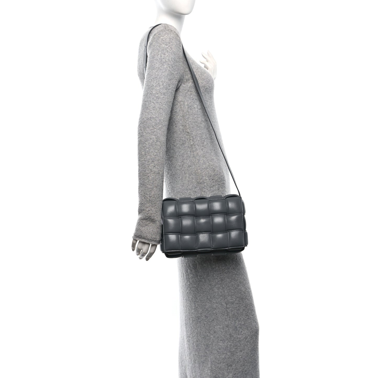 Nappa Maxi Intreccio Padded Cassette Crossbody Bag Thunder