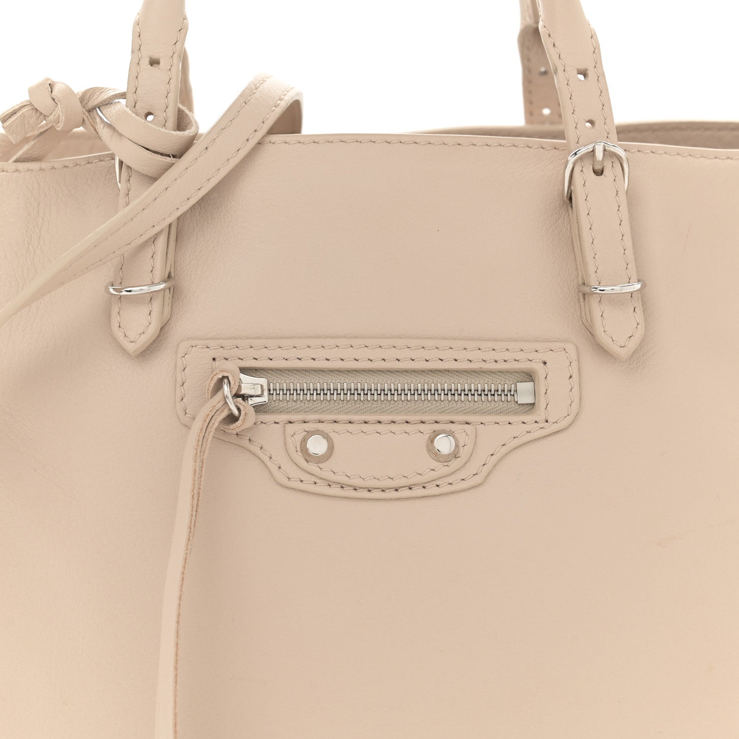 Balenciaga Grained Calfskin Papier Mini A4 Zip Around Tote Light Beige 9 of 12