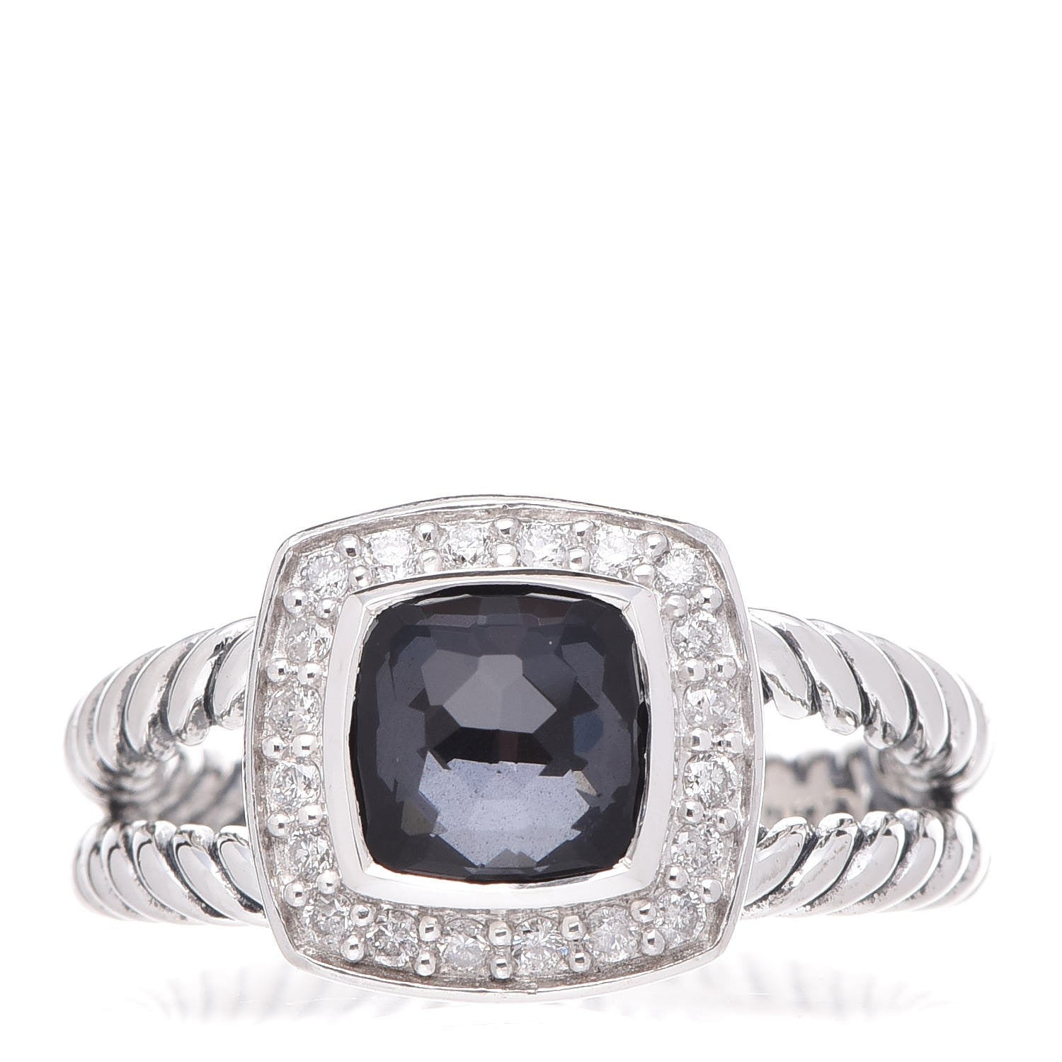 David Yurman Sterling Silver Diamond Black Orchid 7mm Petite Albion Ring 52 6 1 of 5