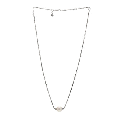 David Yurman Sterling Silver Diamond South Sea Pearl 10mm Solari Pendant Necklace 2 of 3