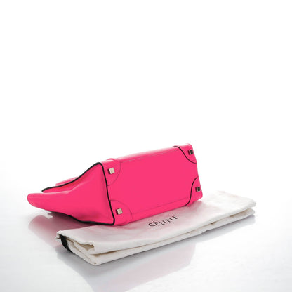 Celine Drummed Calfskin Micro Luggage Fluo Pink 4 of 8