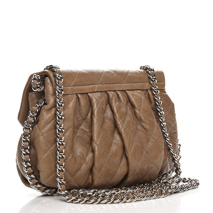 Chanel Crumpled Lambskin Quilted Medium Chain Around Flap Light Khaki 3 of 8